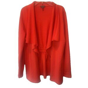 Lilla P Orange Waterfall Drape Open Cardigan Large Modern Chic Bold Minimalist
